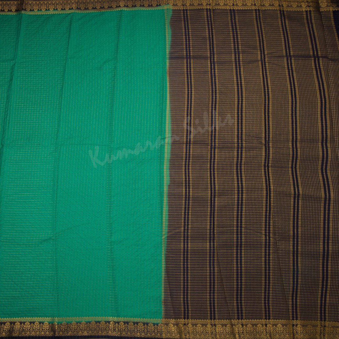 Semi Mysore Silk Jade Green Checked Saree