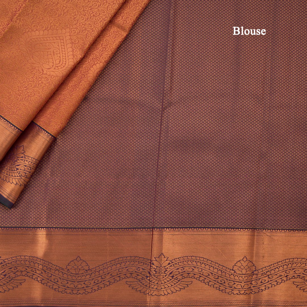 Semi Silk Copper Brown Zari Worked Saree