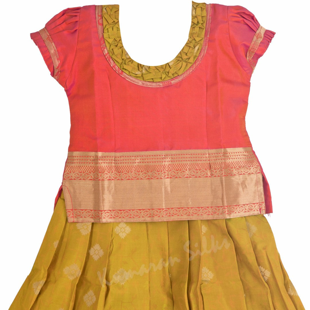 Pure Silk Shot Colour 2 Years Baby Pavada Set 02 - Kumaran Silks