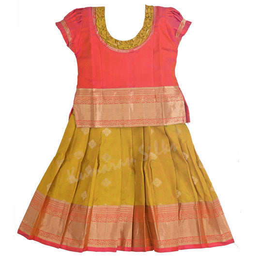 Pure Silk Shot Colour 2 Years Baby Pavada Set 02 - Kumaran Silks