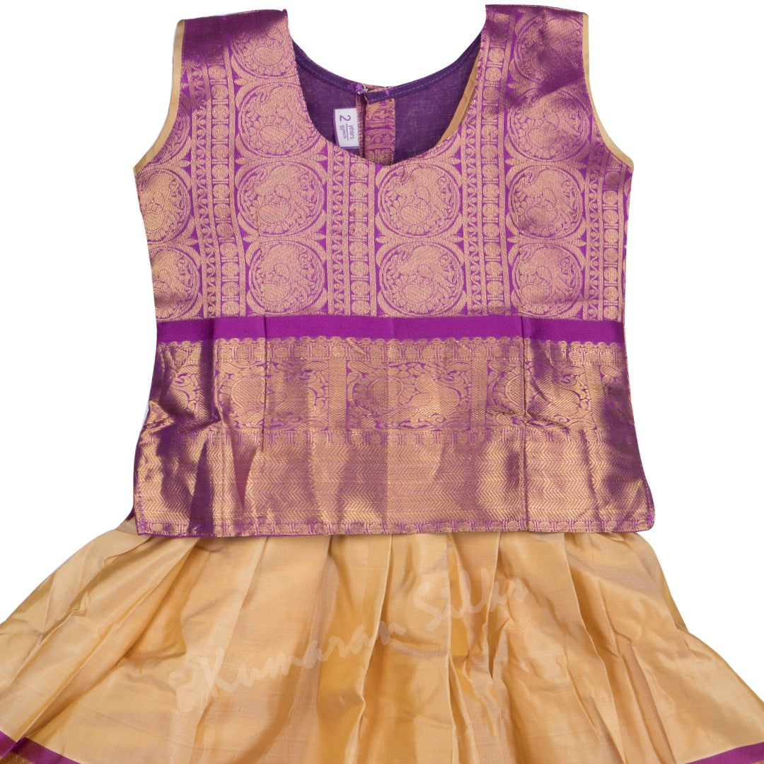 Pure Silk Purple 2 Years Baby Pavada Set 04 - Kumaran Silks