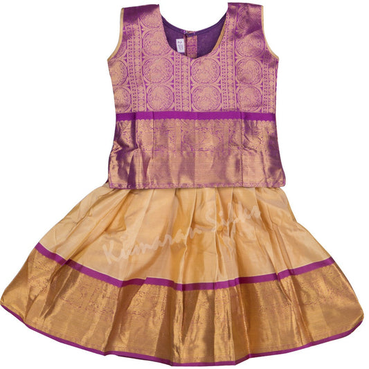 Pure Silk Purple 2 Years Baby Pavada Set 04 - Kumaran Silks