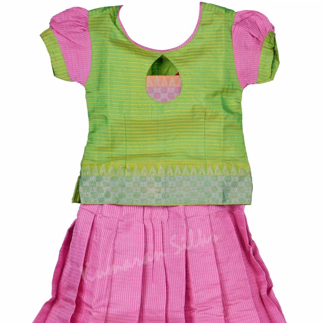 Pure Silk Multi Colour 2 Years Baby Pavada Set 02 - Kumaran Silks