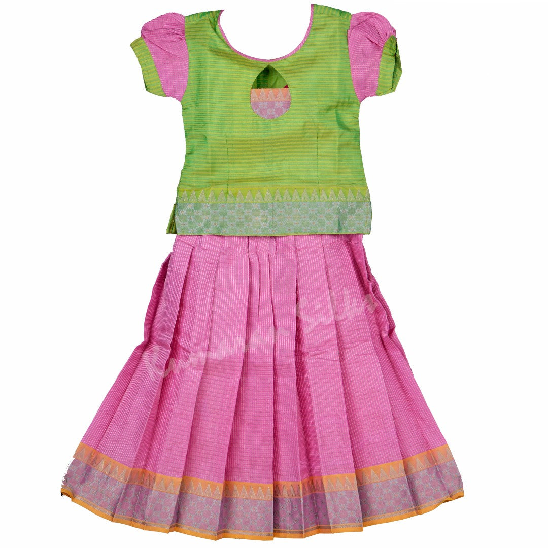 Pure Silk Multi Colour 2 Years Baby Pavada Set 02 - Kumaran Silks