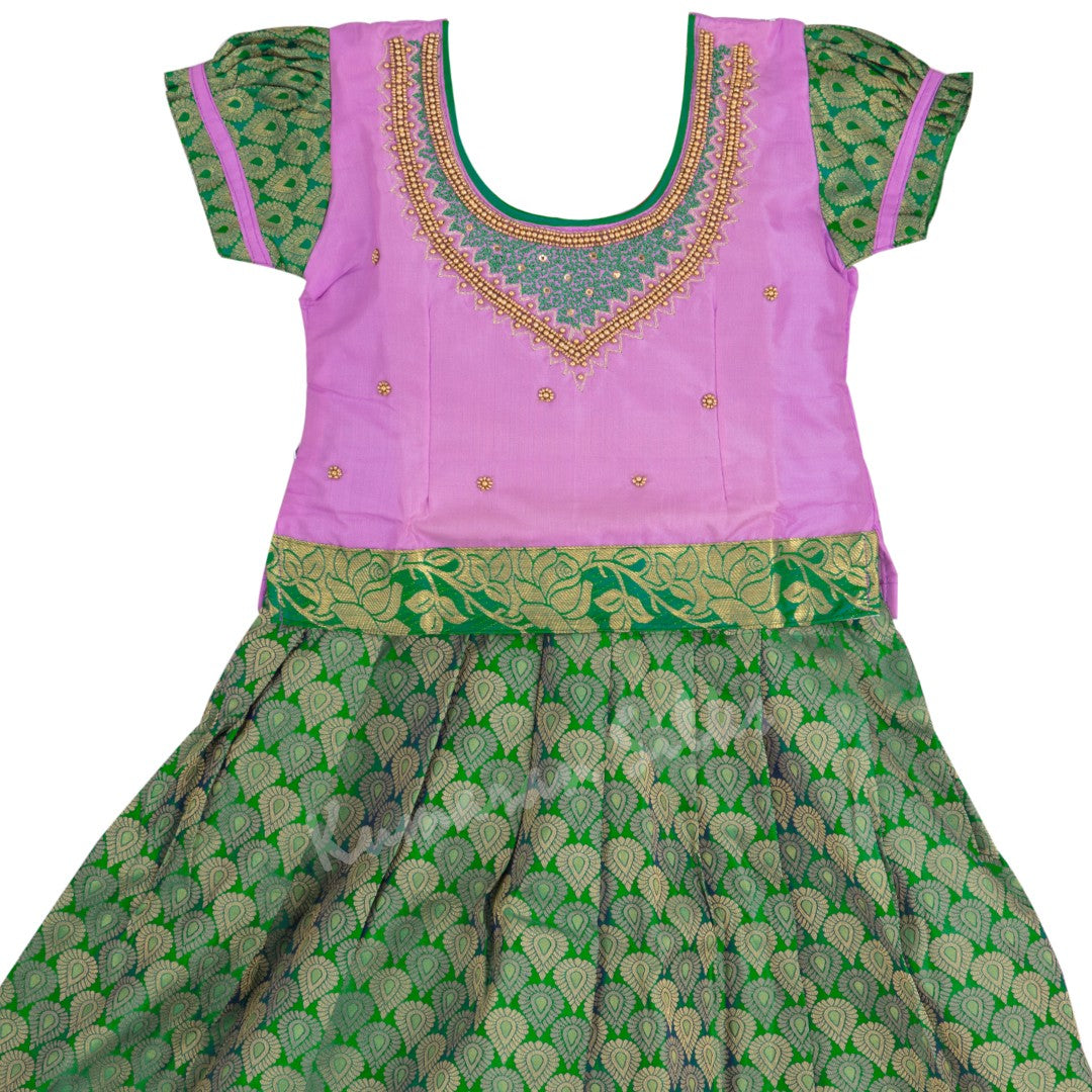 Pure Silk Lavender 3 Years Baby Pavada Set - Kumaran Silks