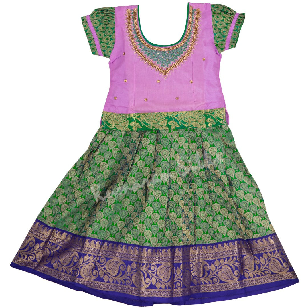 Pure Silk Lavender 3 Years Baby Pavada Set - Kumaran Silks