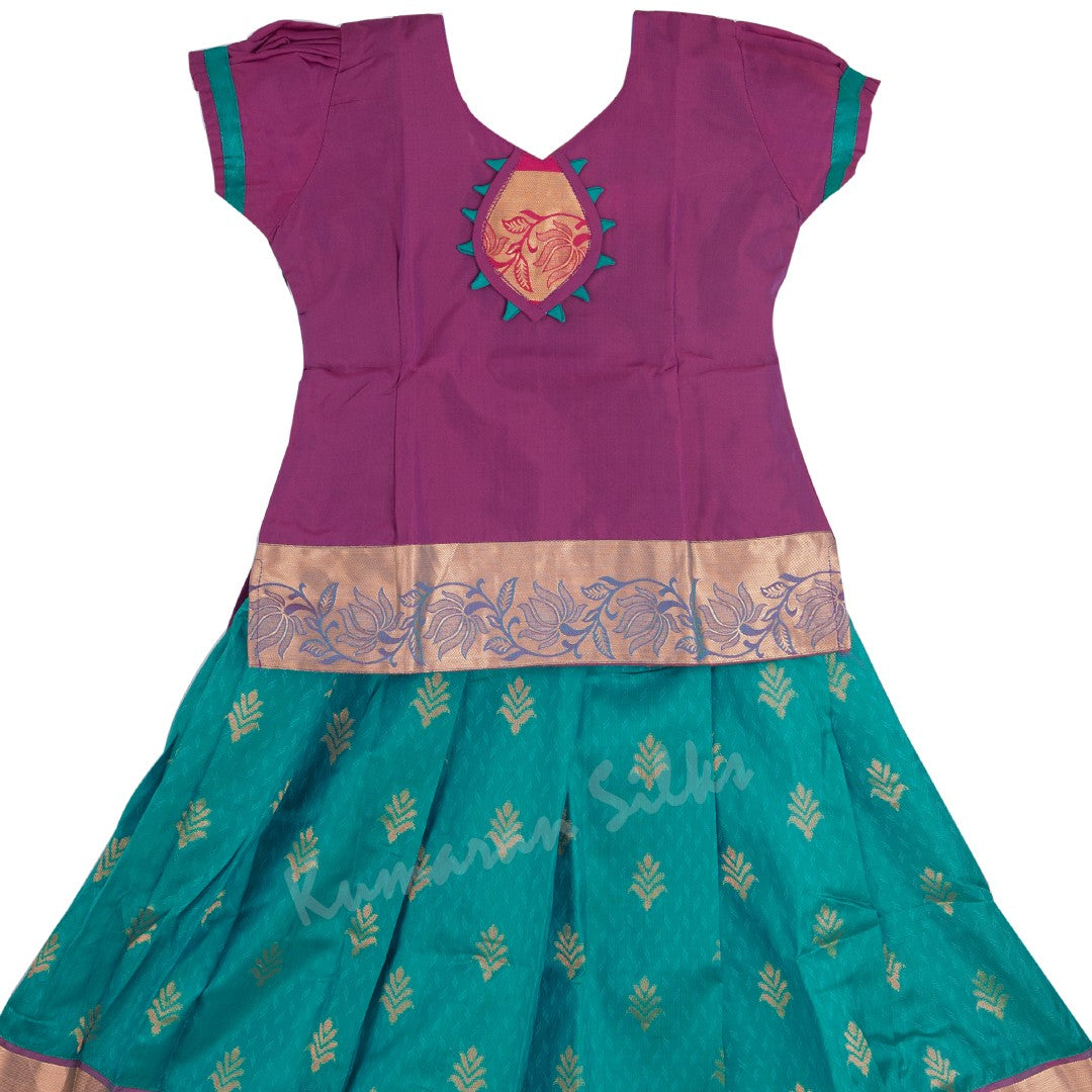 Pure Silk Purple 4 Years Baby Pavada Set - Kumaran Silks