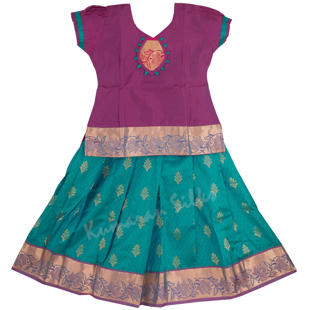 Pure Silk Purple 4 Years Baby Pavada Set - Kumaran Silks