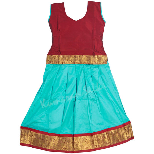 Pure Silk Maroon 4 Years Baby Pavada Set 07 - Kumaran Silks