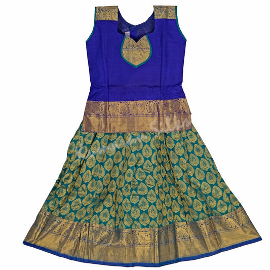 Pure Silk Dark Blue 5 Years Baby Pavada Set 02 - Kumaran Silks