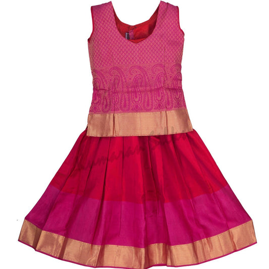 Pure Silk Hot Pink 5 Years Baby Pavada Set - Kumaran Silks