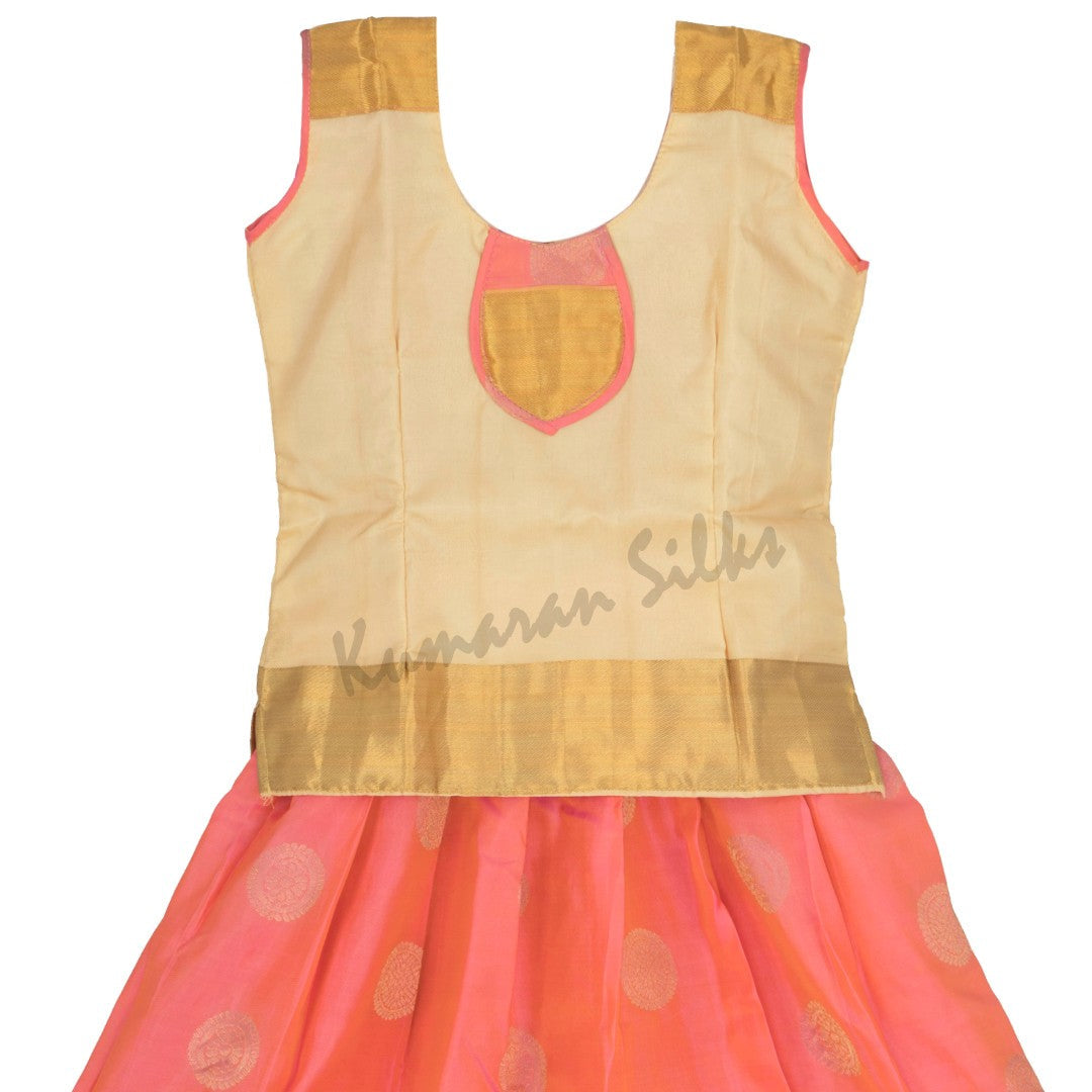 Pure Silk Sandal 5 Years Baby Pavada Set - Kumaran Silks