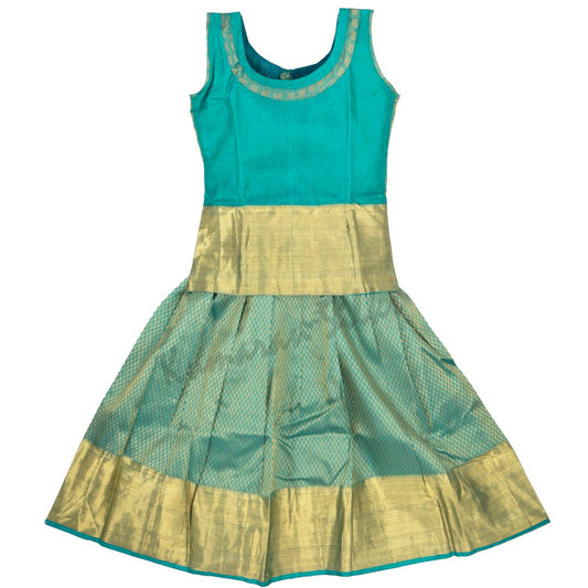 Pure Silk Turquoise 5 Years Baby Pavada Set - Kumaran Silks