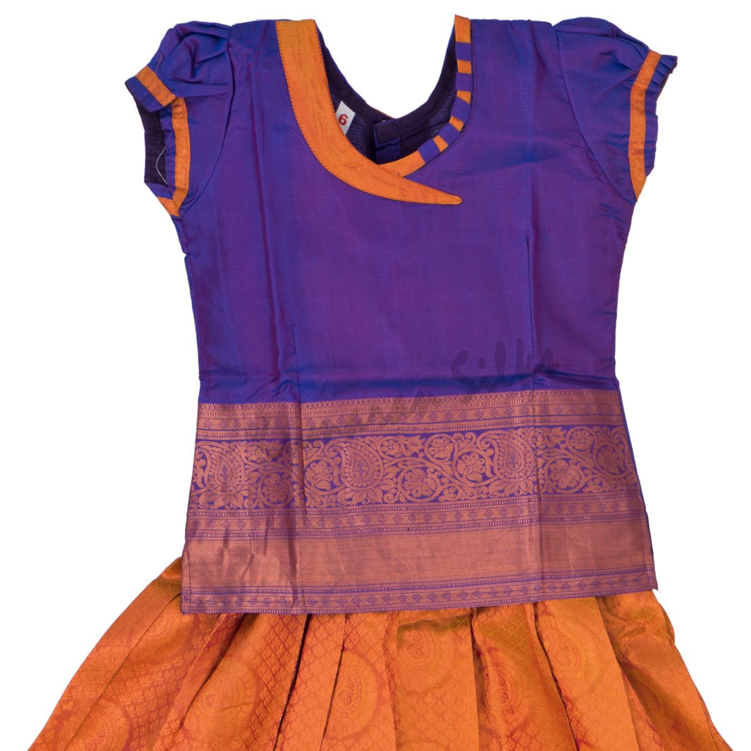 Pure Silk Shot Colour 6 Years Baby Pavada Set 02 - Kumaran Silks