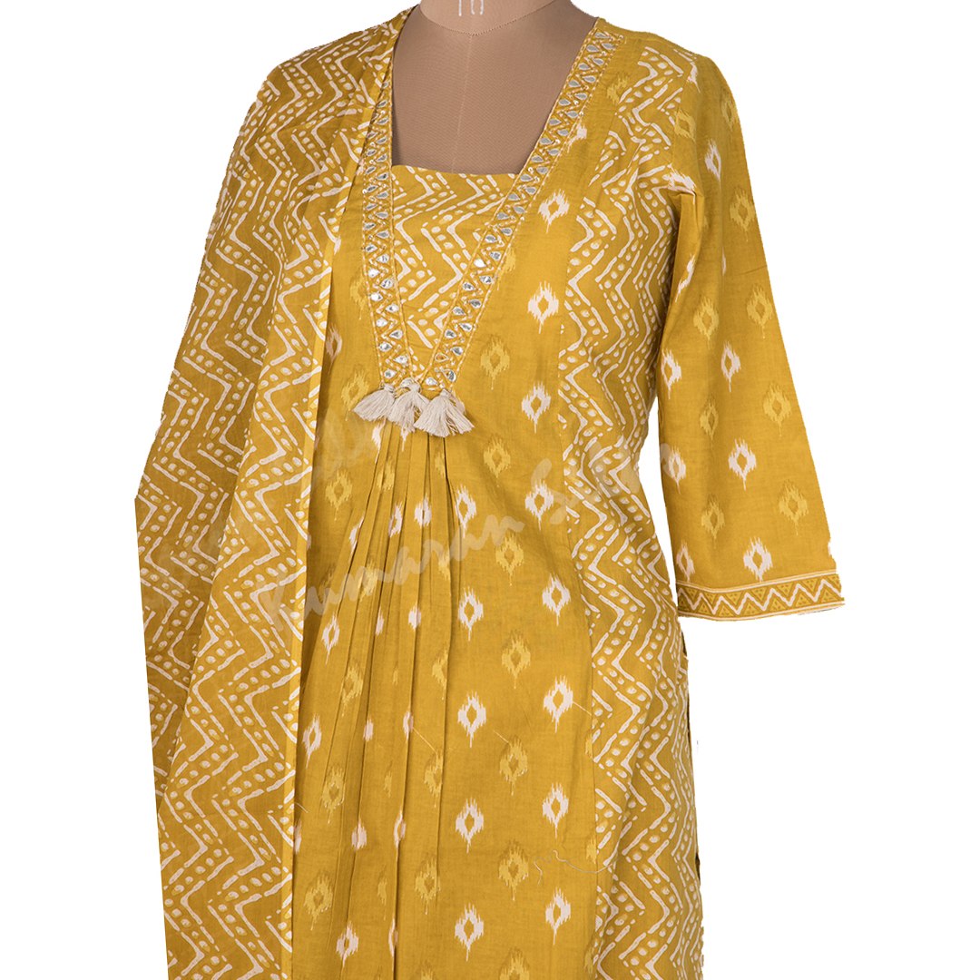 Mustard Printed Readymade Salwar Suit