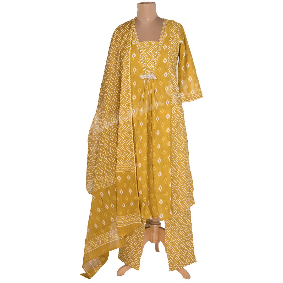 Mustard Printed Readymade Salwar Suit