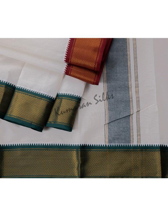 8 Muzham Unbleached Cotton Dhoti 02 - Kumaran Silks