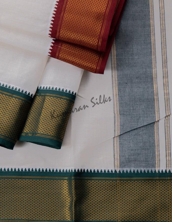 8 Muzham Unbleached Cotton Dhoti 02 - Kumaran Silks