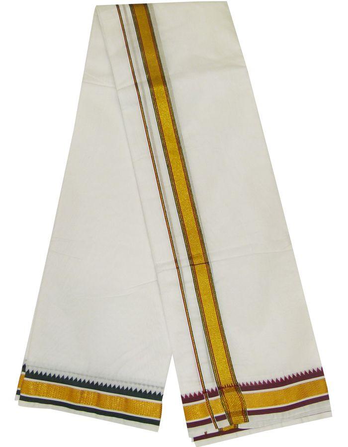 8 Muzham White Cotton Dhoti 05 - Kumaran Silks