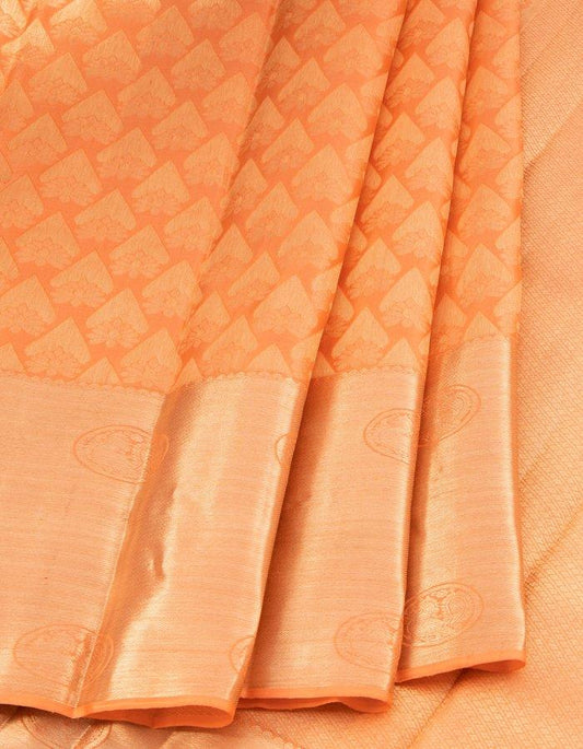 Baby Pink Brocade Silk Saree With Silver Zari - Kumaran Silks