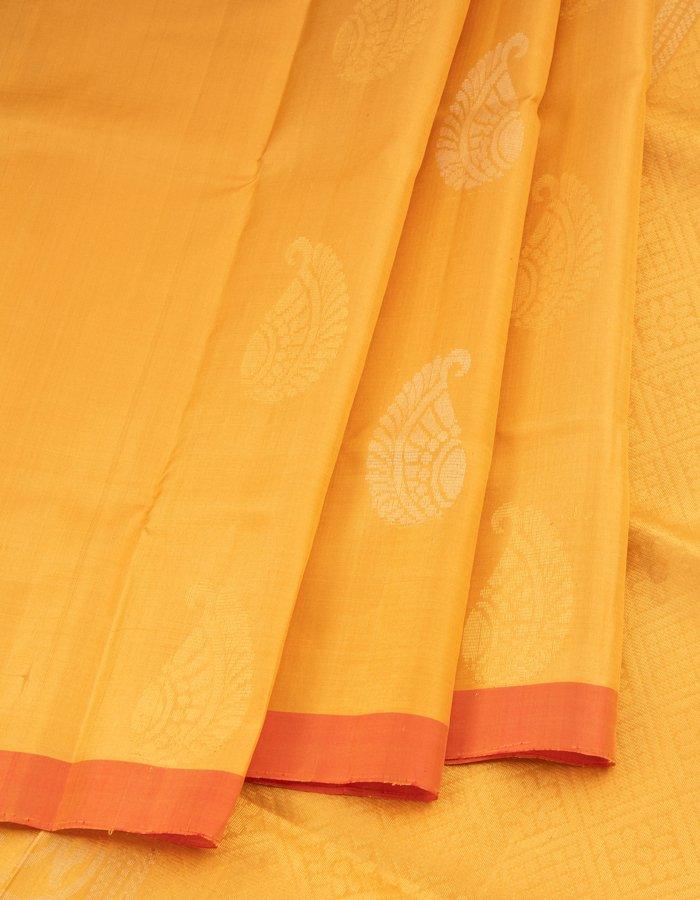 Beige Soft Silk Saree With Gold And Silver Stylish Mango Zari Buttis - Kumaran Silks