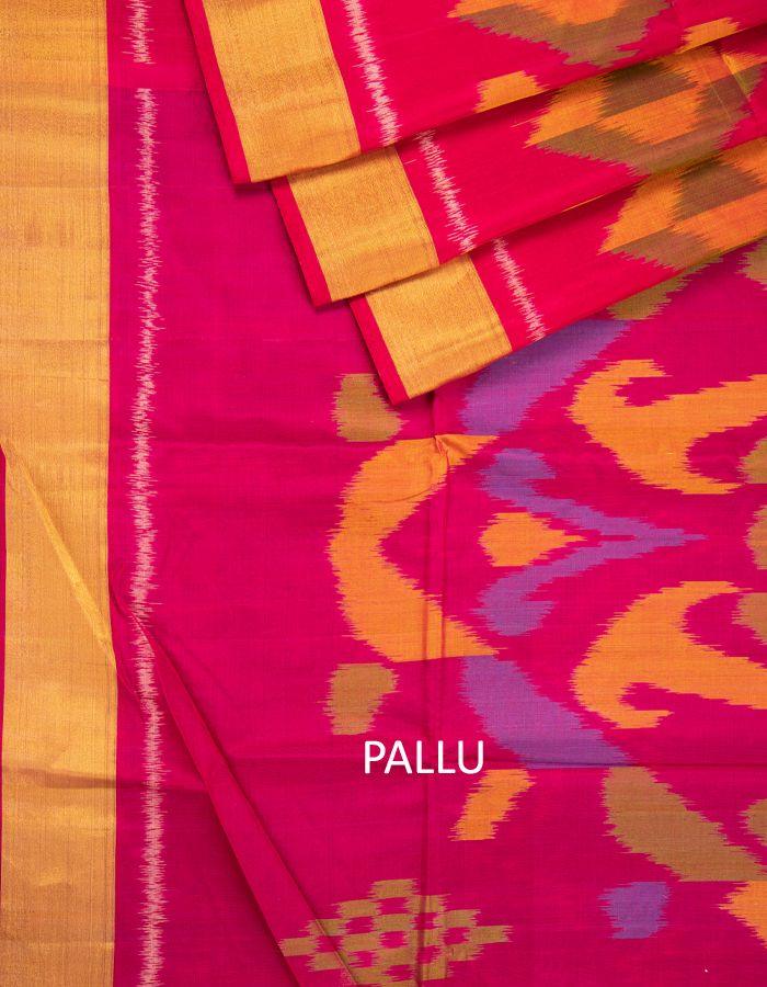 Blue Grey Shot Colour Saree With Pochampally Pallu - Kumaran Silks