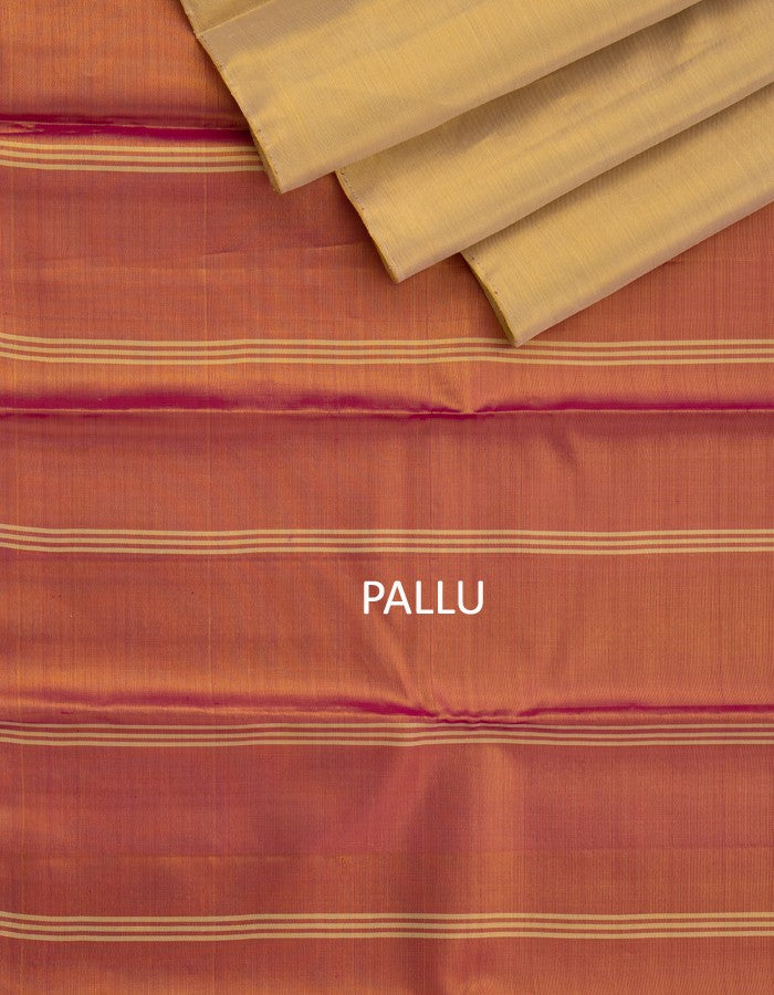 Cream Tissue Silk Saree With Contrast Pallu - Kumaran Silks