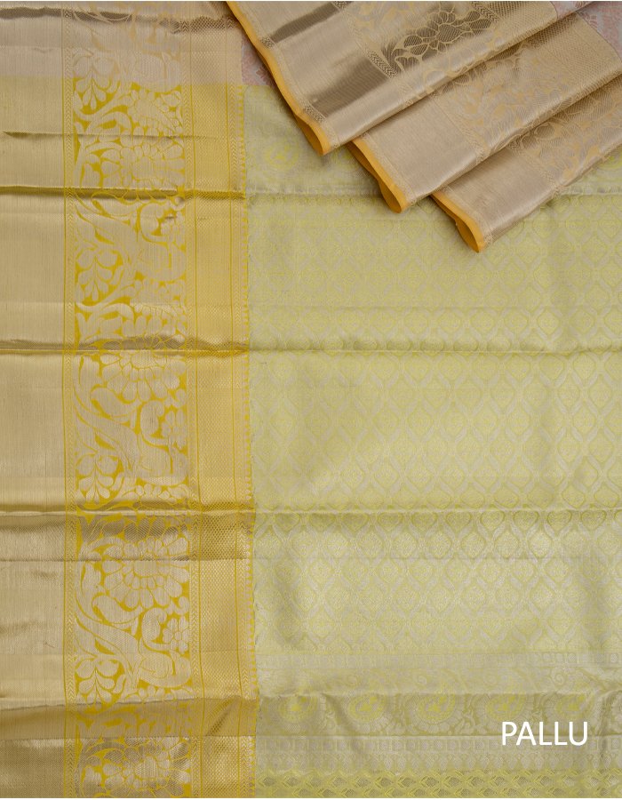 Silver and Lemon Yellow Tissue Uppada Silk Saree | Sari mewah, Sari, Desain  blus