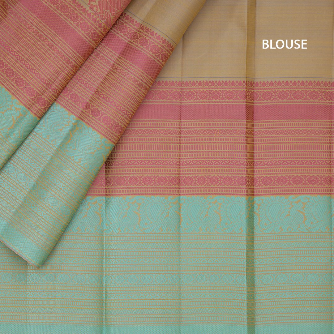 Sandal Dual Tone Kanchipuram Silk Saree