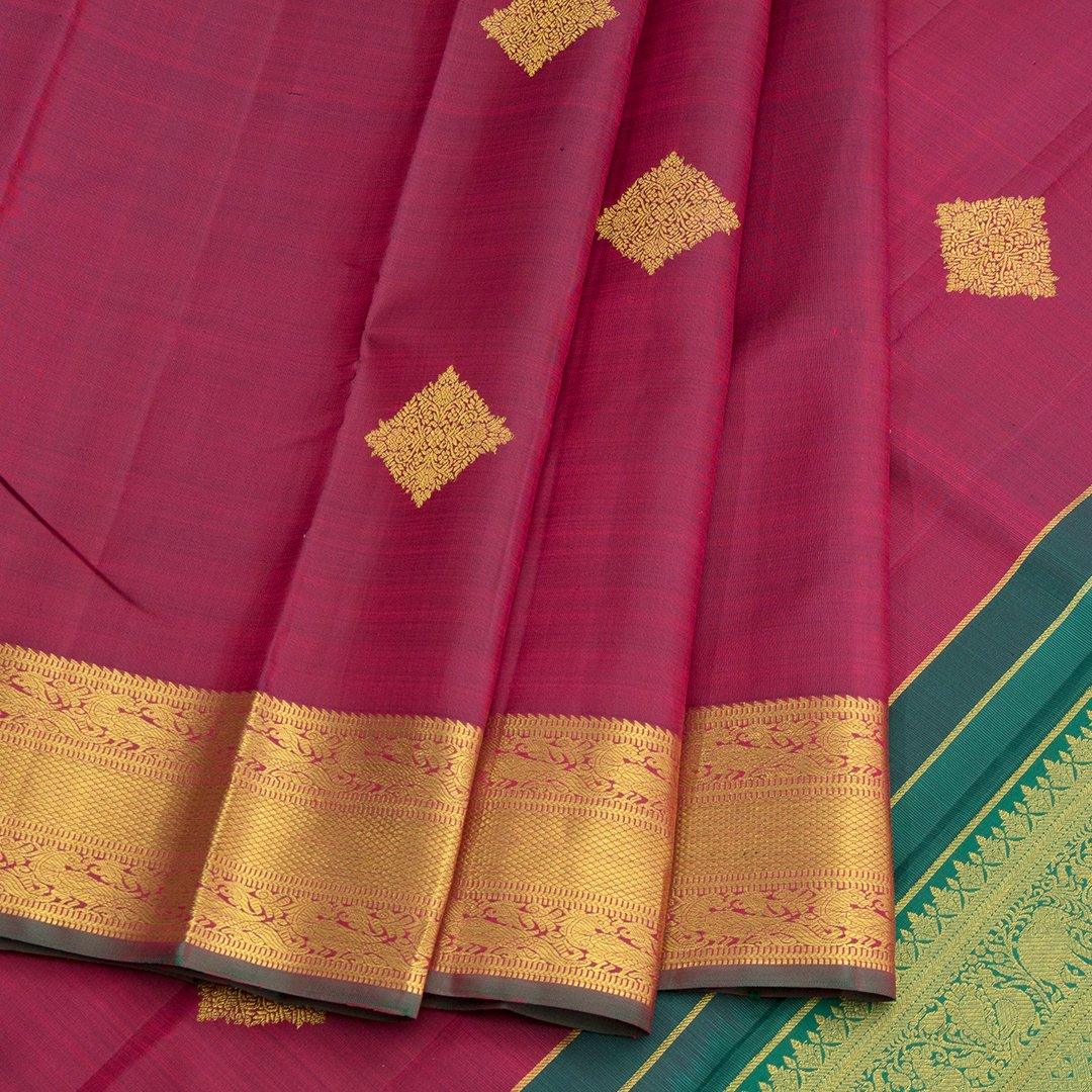 Maroon Silk Saree With Diamond Patterns On The Body And Yazhi Pattern On The Pallu - Kumaran Silks