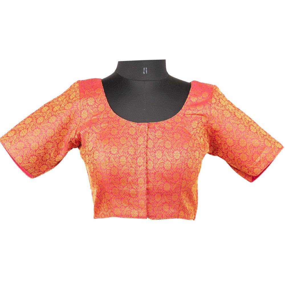 Semi Raw Silk Hot Pink Readymade Blouse - Kumaran Silks