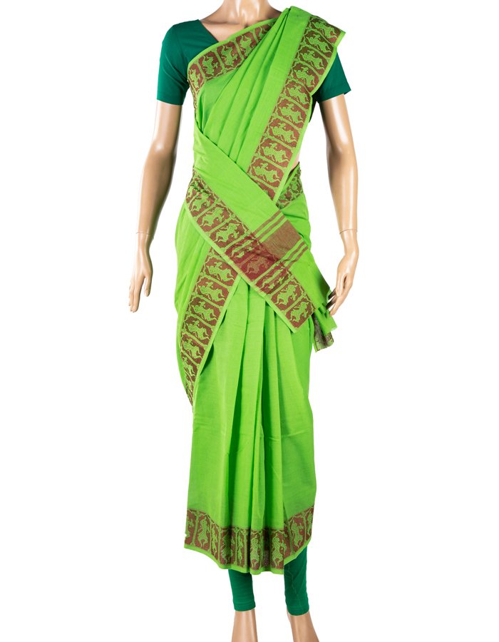 BLUE Pre-stitched Practice Sari GREEN Blouse | Halfsaree Kalakshethra – Classical  Dance Jewelry