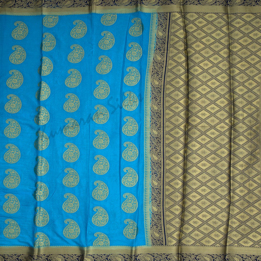 Royal Blue semi Mysore crepe silk saree – Vastrabharana