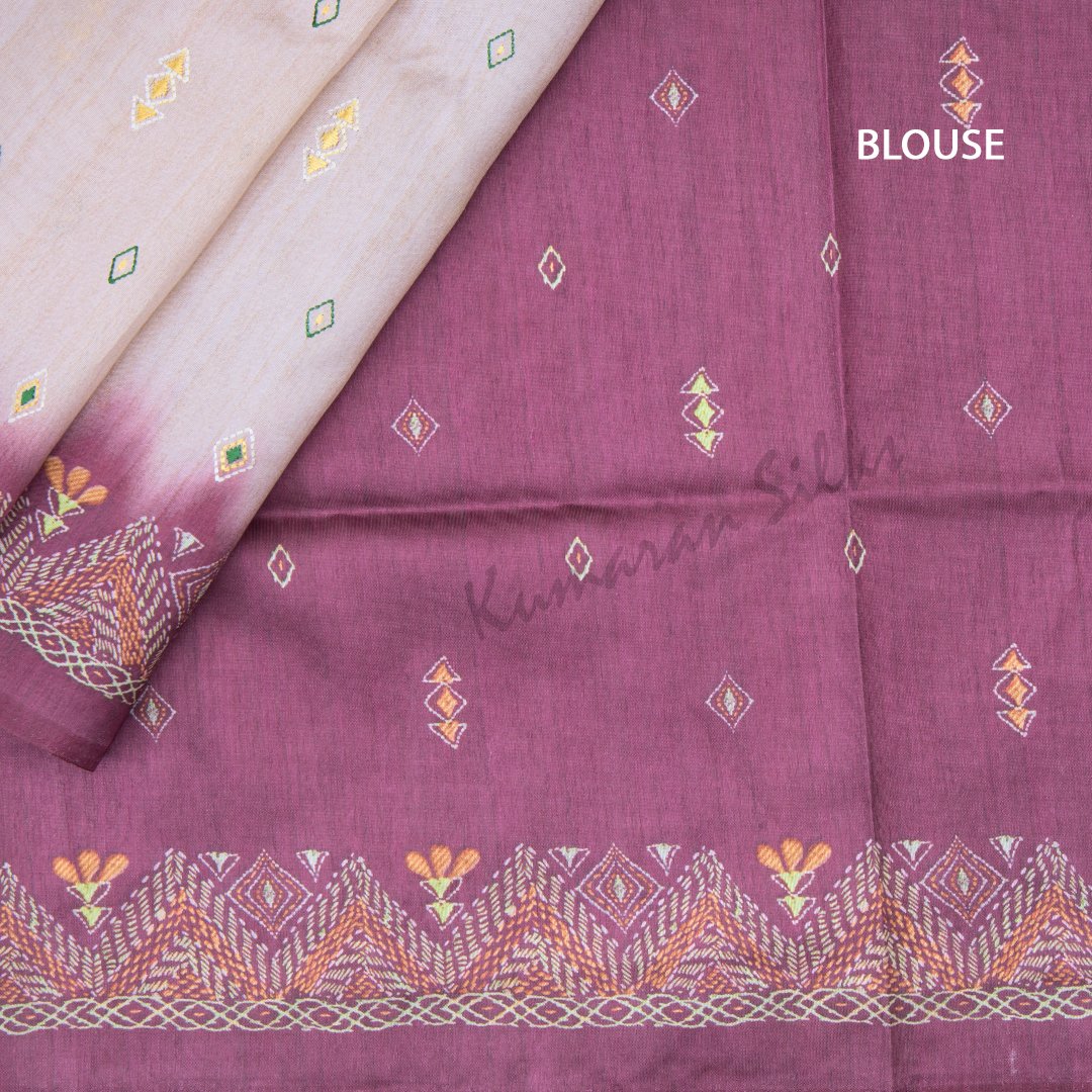 Kota Doria Embroidery Pink Saree with Blue blouse Handcrafted-Indiehaat –  Indiehaat.com