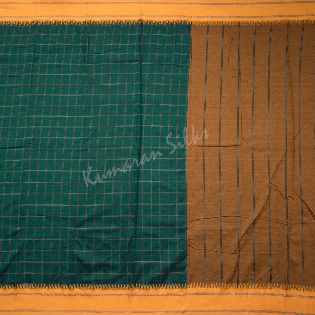 Dharwad Cotton Dark Green Saree 04