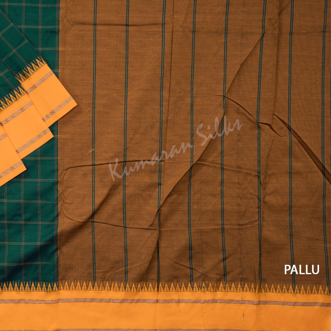 Dharwad Cotton Dark Green Saree 04