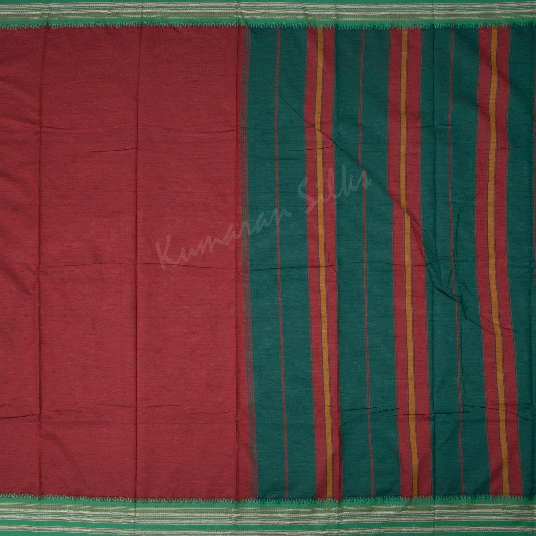 Dharwad Cotton Dark Red Plain Saree - Kumaran Silks