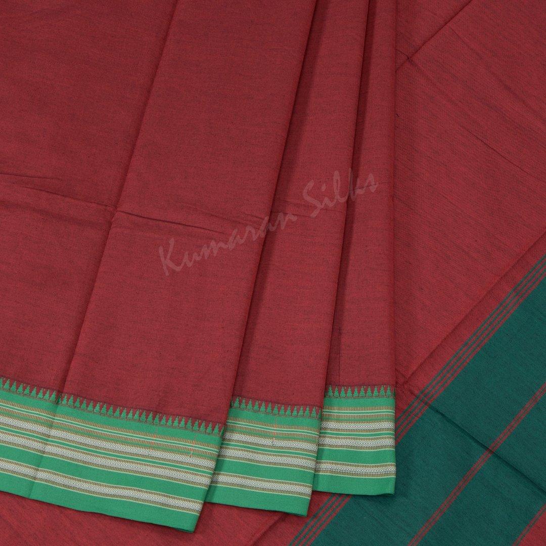 Dharwad Cotton Dark Red Plain Saree - Kumaran Silks