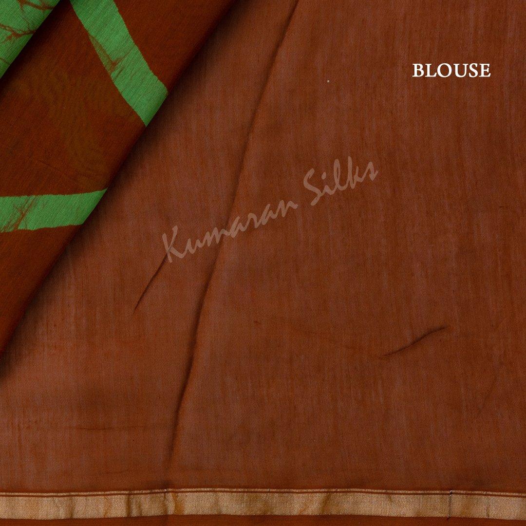 Chanderi Cotton Printed Cinnamon Brown Saree - Kumaran Silks