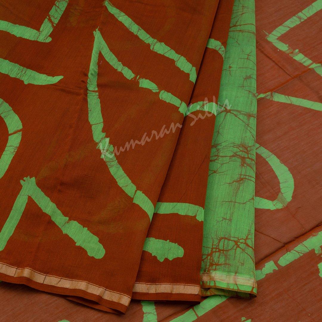 Chanderi Cotton Printed Cinnamon Brown Saree - Kumaran Silks