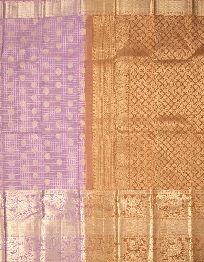 Lavender Silk Saree With Silver Zari Work - Kumaran Silks