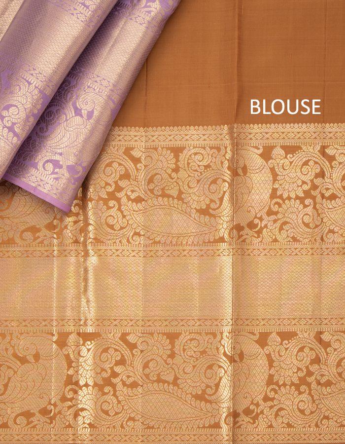 Lavender Silk Saree With Silver Zari Work - Kumaran Silks