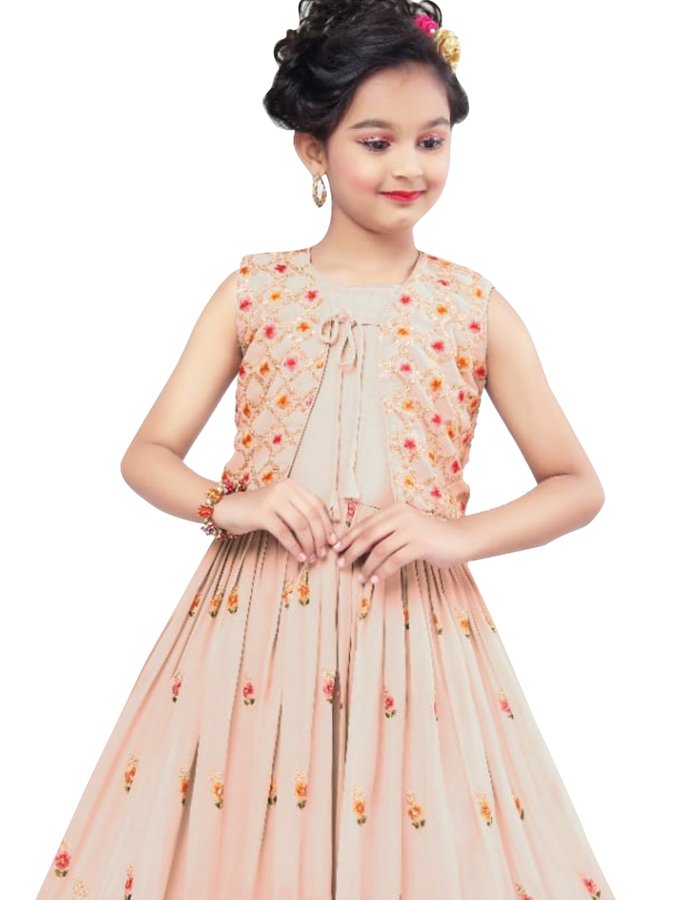 Satin Mix Kids Long Frock Age Group 810 Years