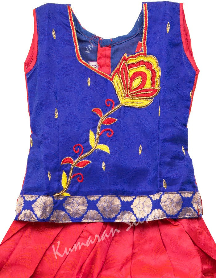 Buy Mysilk Saree Baby-Girls Silk Cotton Orange & Blue Lehenga Choli  (Apoctob2_12-24 Months) at Amazon.in