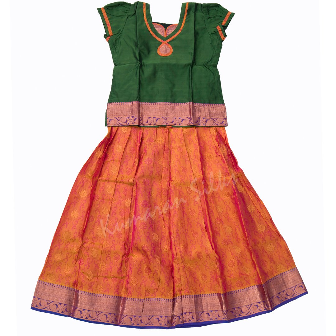 Girls lehenga Pattu pavada - pattu lehenga for teenage girls – shakthistyles