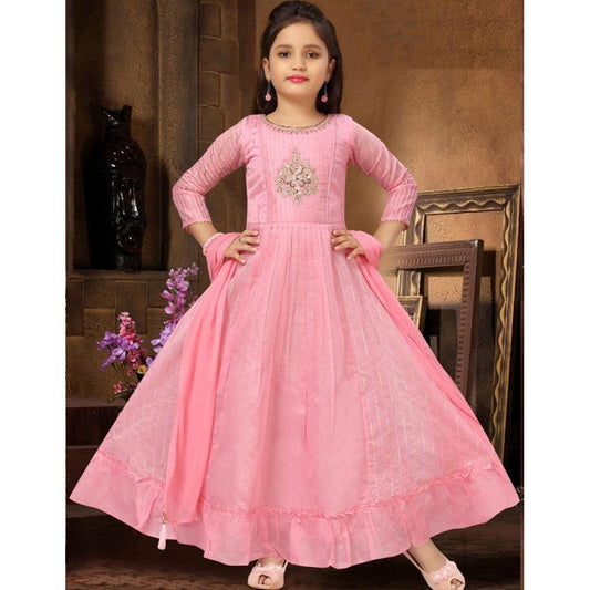 Silk Cotton Light Pink Salwar Suit - Kumaran Silks