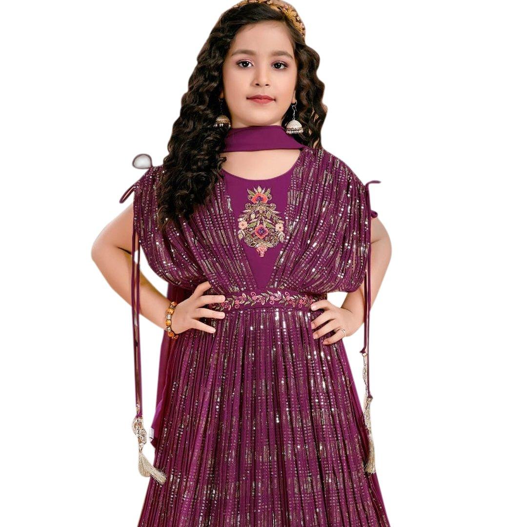 Georgette Wine Salwar Suit - Kumaran Silks