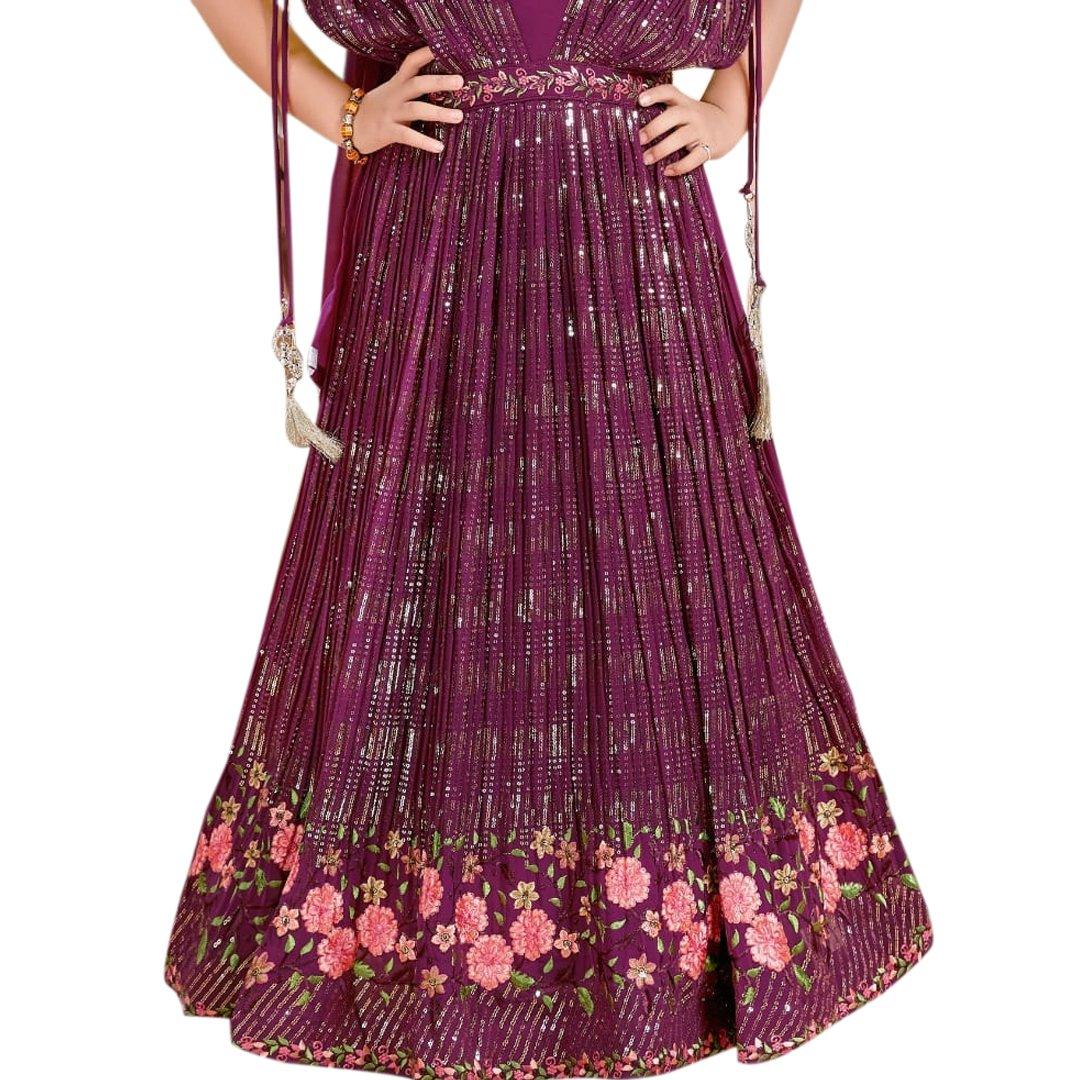 Georgette Wine Salwar Suit - Kumaran Silks