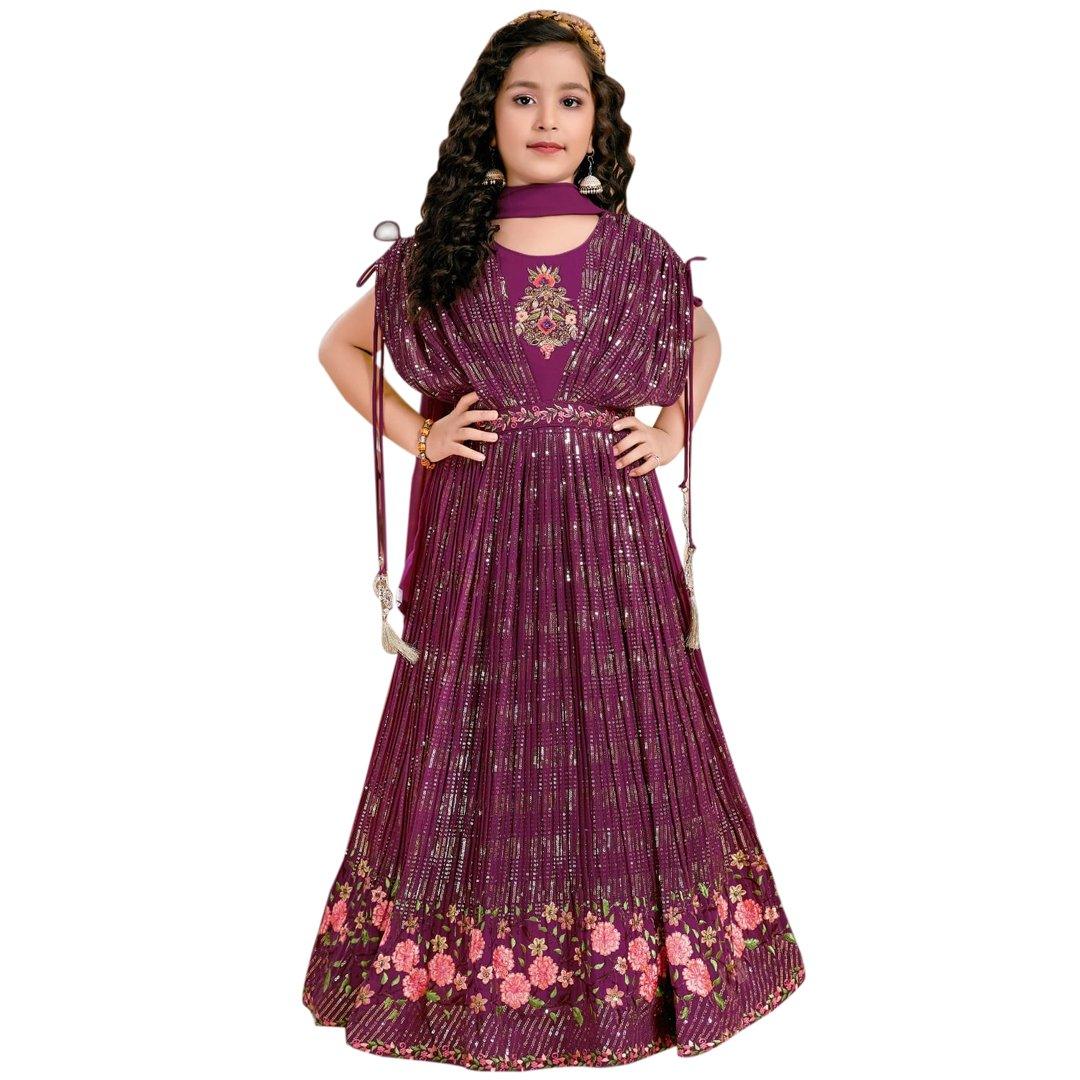 Georgette Wine Salwar Suit - Kumaran Silks